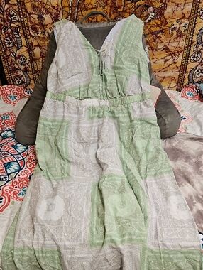 Universal Thread Mint Green Paisley-Print Tie-Neck Dress